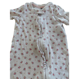 Baby Gap Floral Print Footed Pajamas Size 9-12 Months White